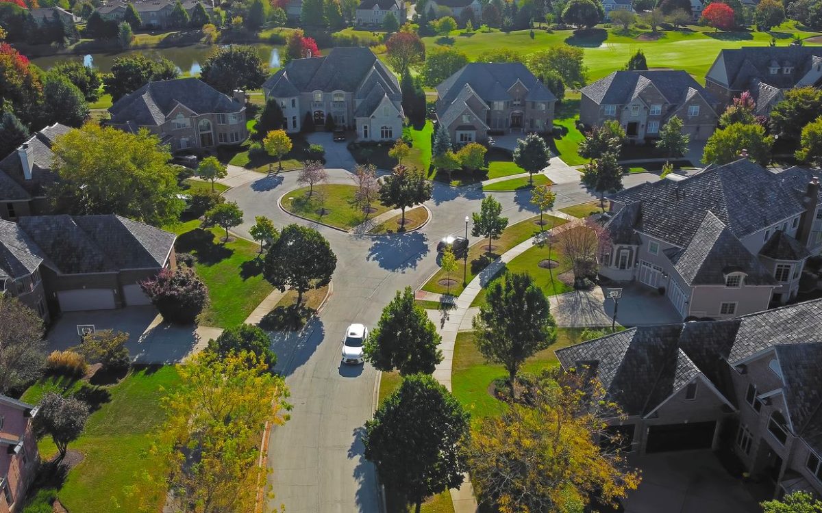 A view of a suburban neighborhood.